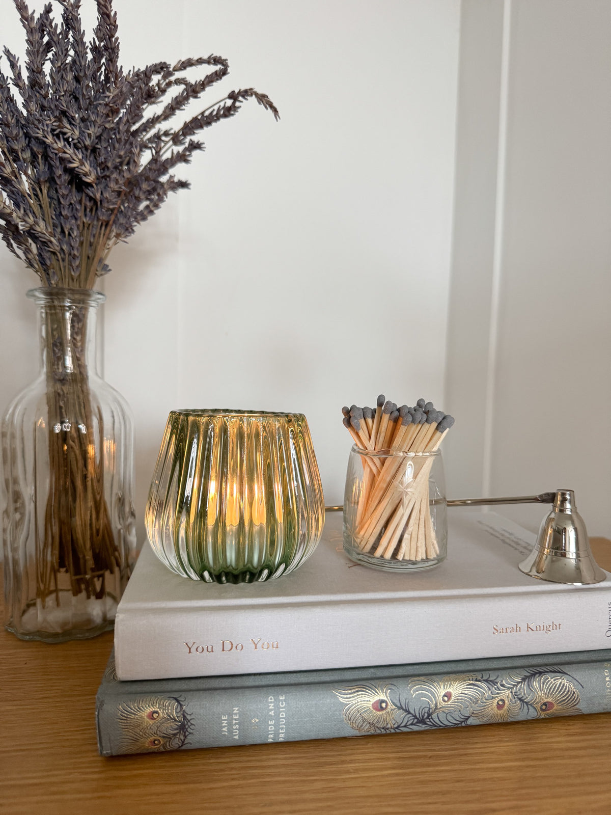 Green fluted tealight holder