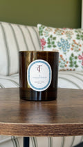 Amber glass soy wax candle - coastal breeze