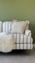 Maude neutral gingham cushion with piping