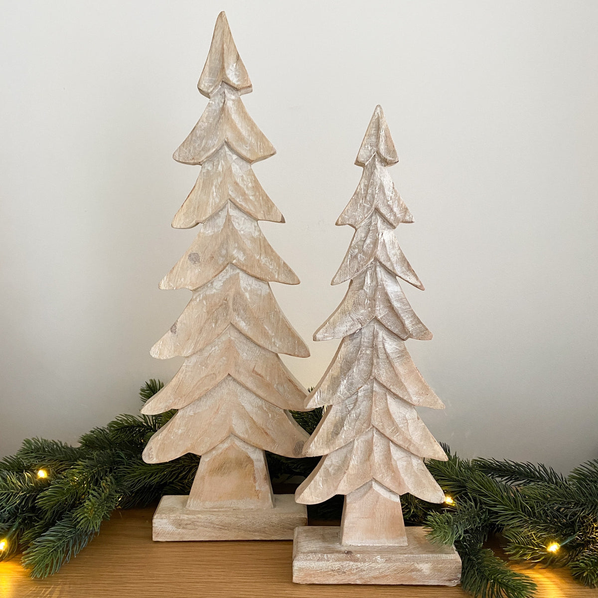 Carved wood Christmas tree, large