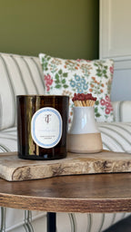 Amber glass soy wax candle - washing line