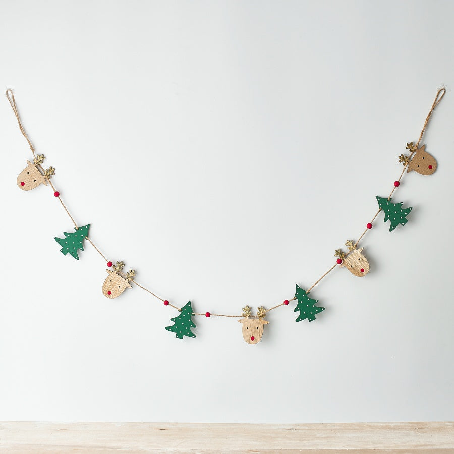 Reindeer wooden garland