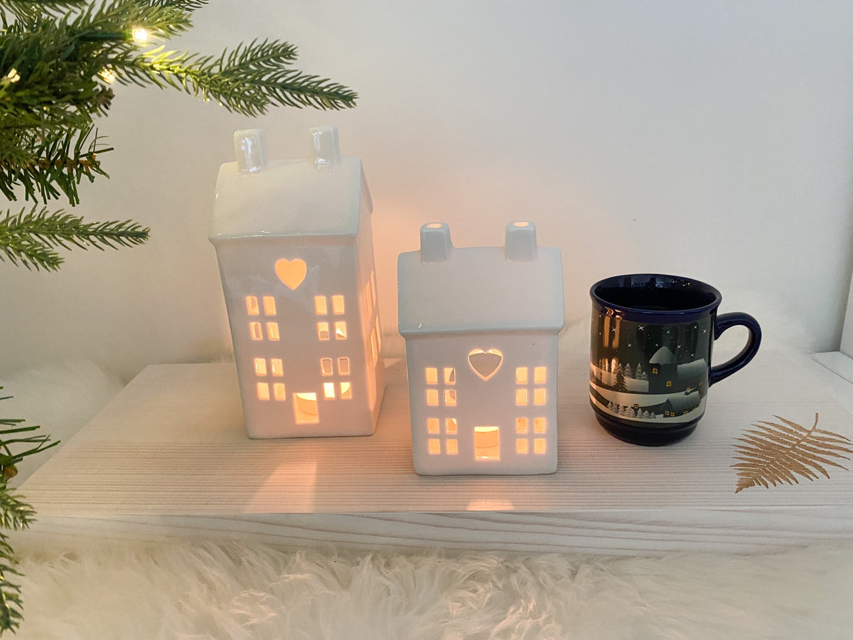 Christmas House tealight holder, medium