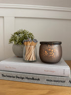 Tealight holder with beaded trim