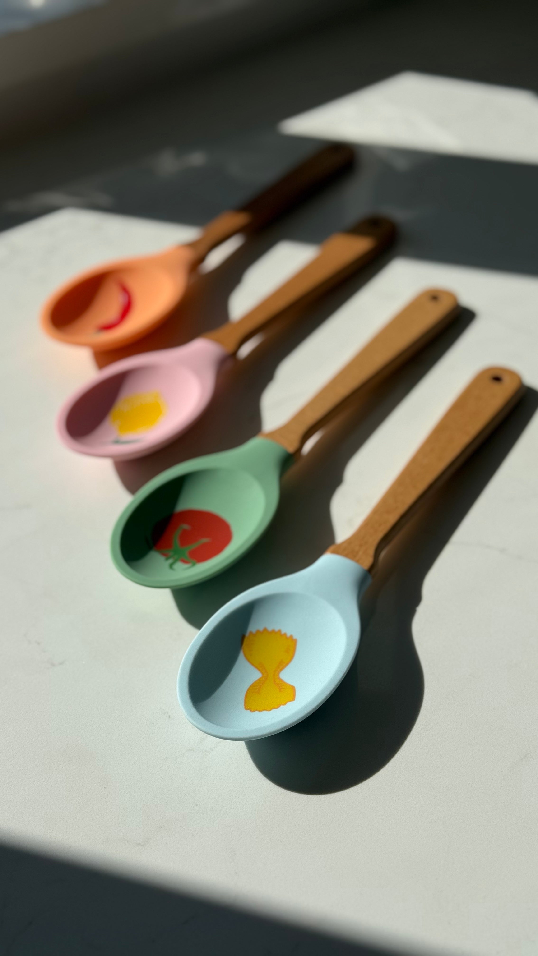 Colourful silicone kitchen utensils