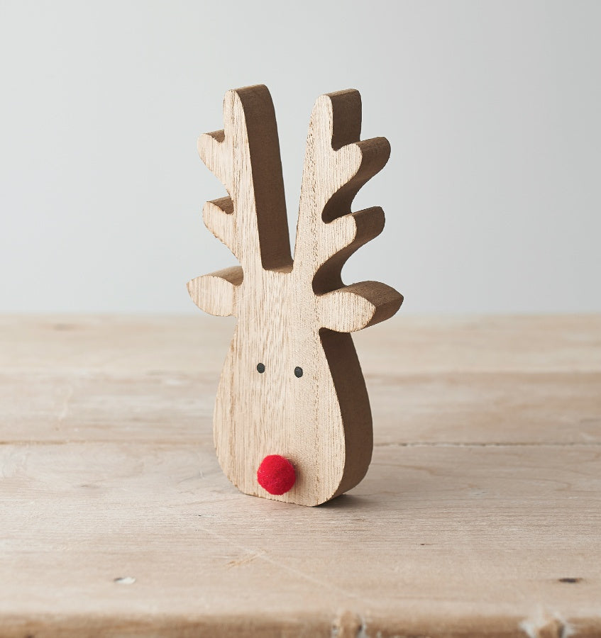 Wooden reindeer with pompom nose
