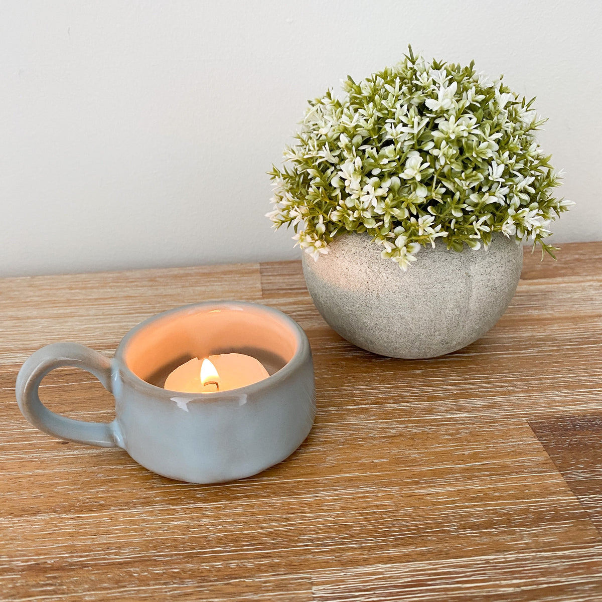 Stoneware tealight cup - eggshell