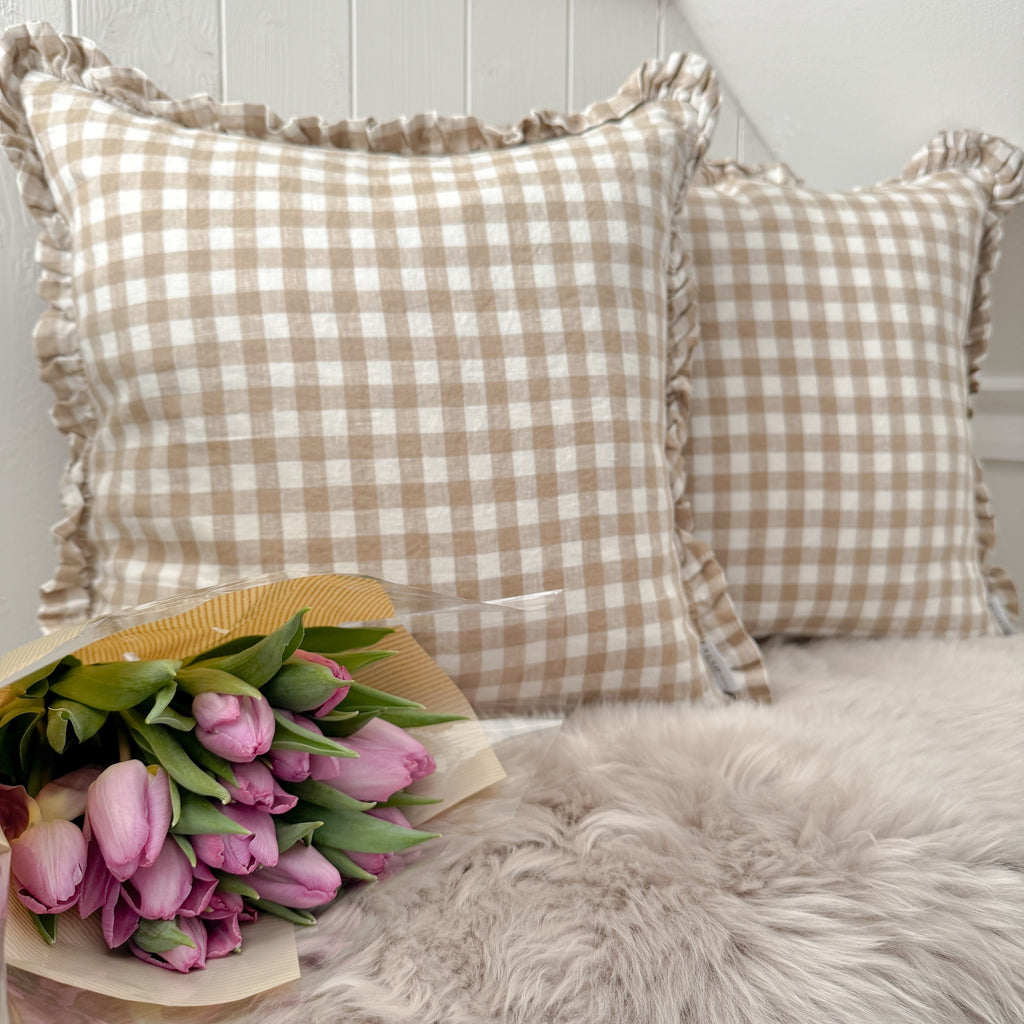 Neutral Gingham Cushion