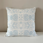 Powder blue floral print cushion 45 x 45