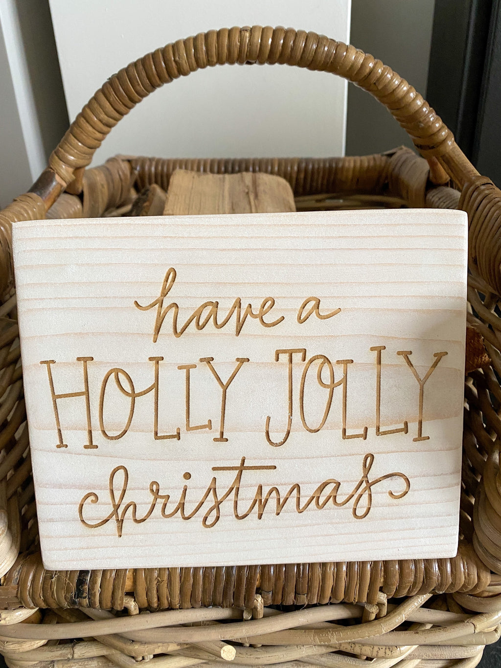 Holly Jolly Christmas wooden plaque