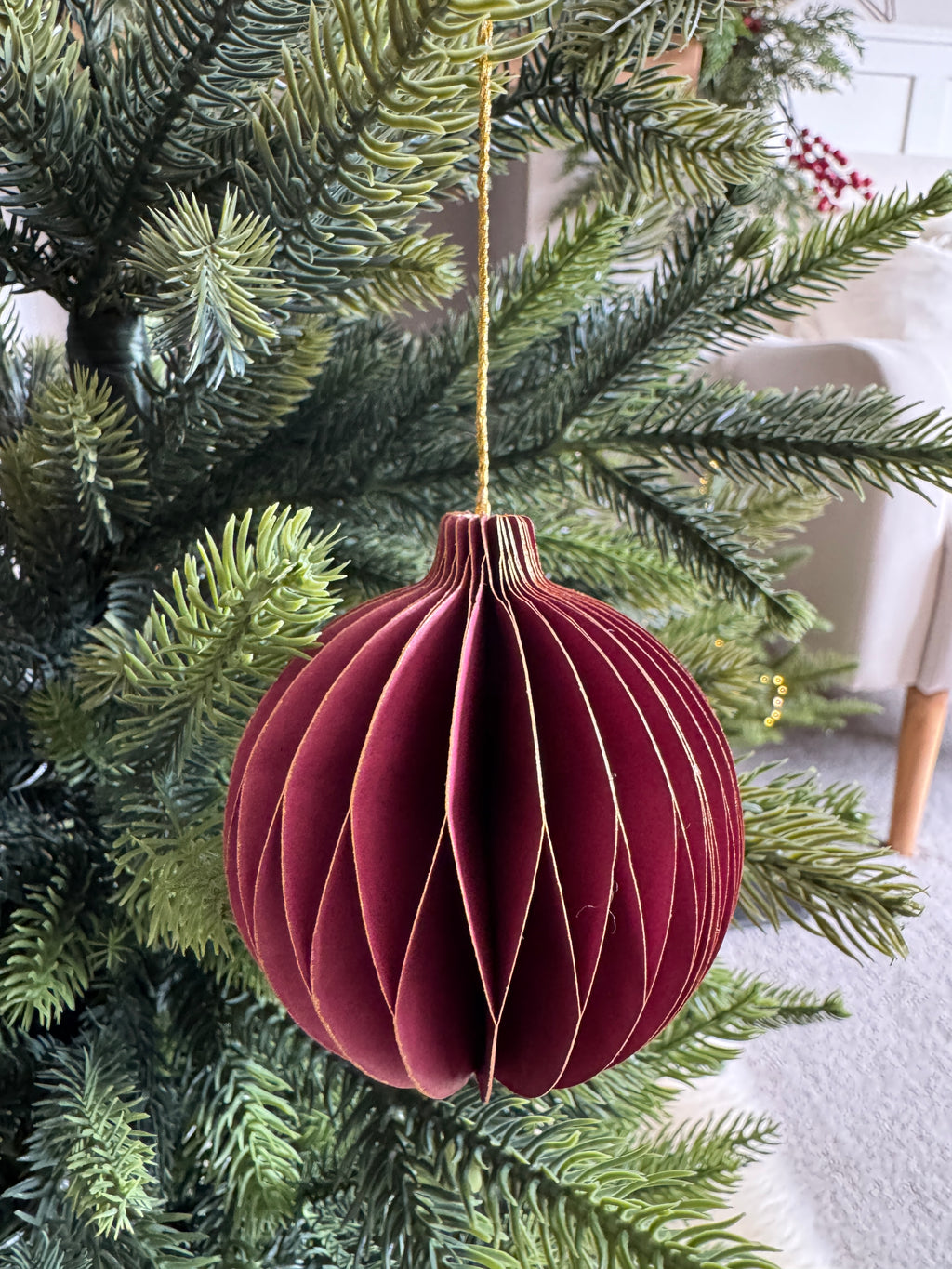 Red and gold paper bauble