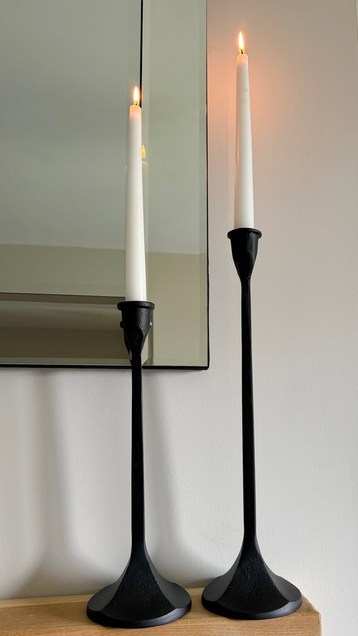 Black taper candle holder - 32cm