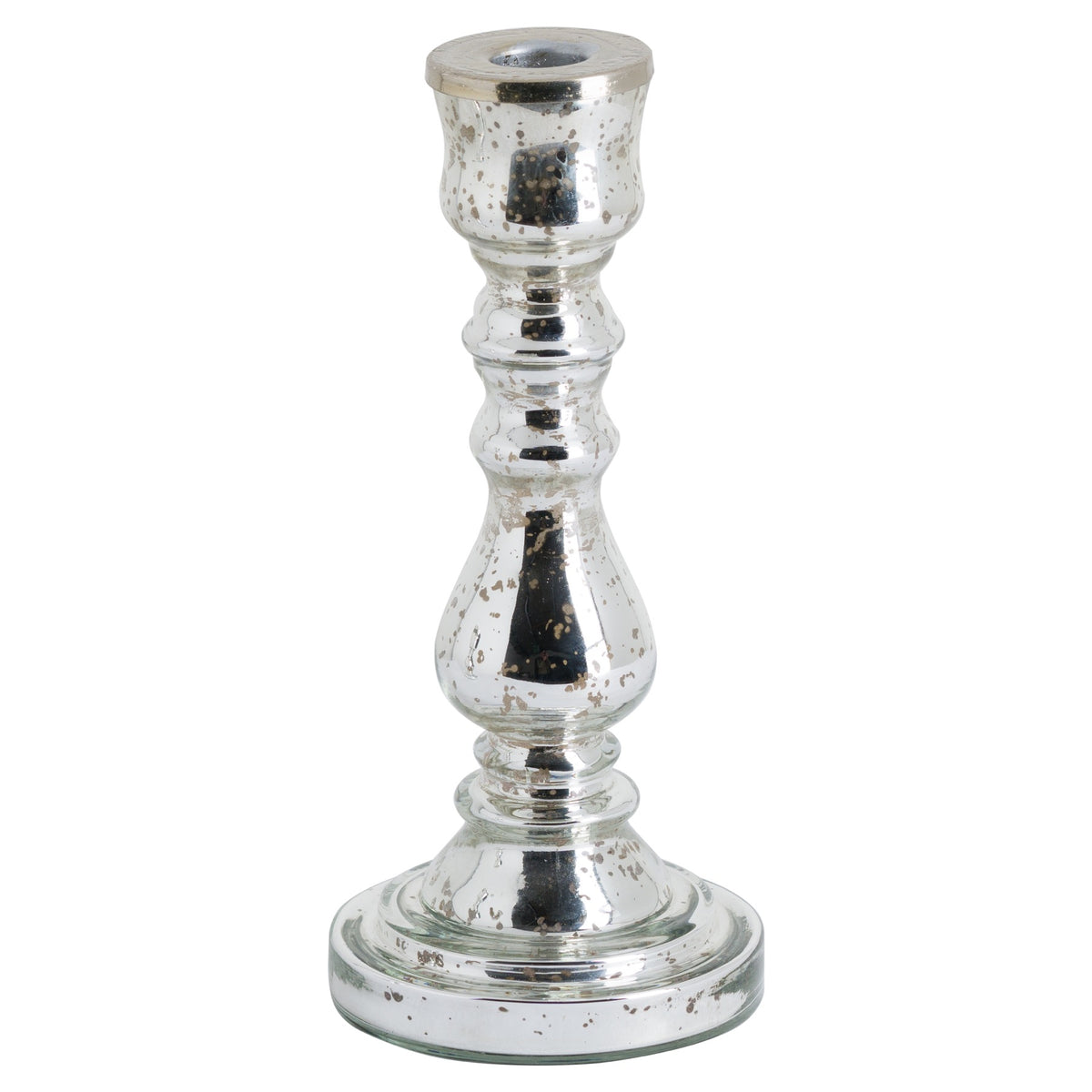 Mercury glass curved candlestick