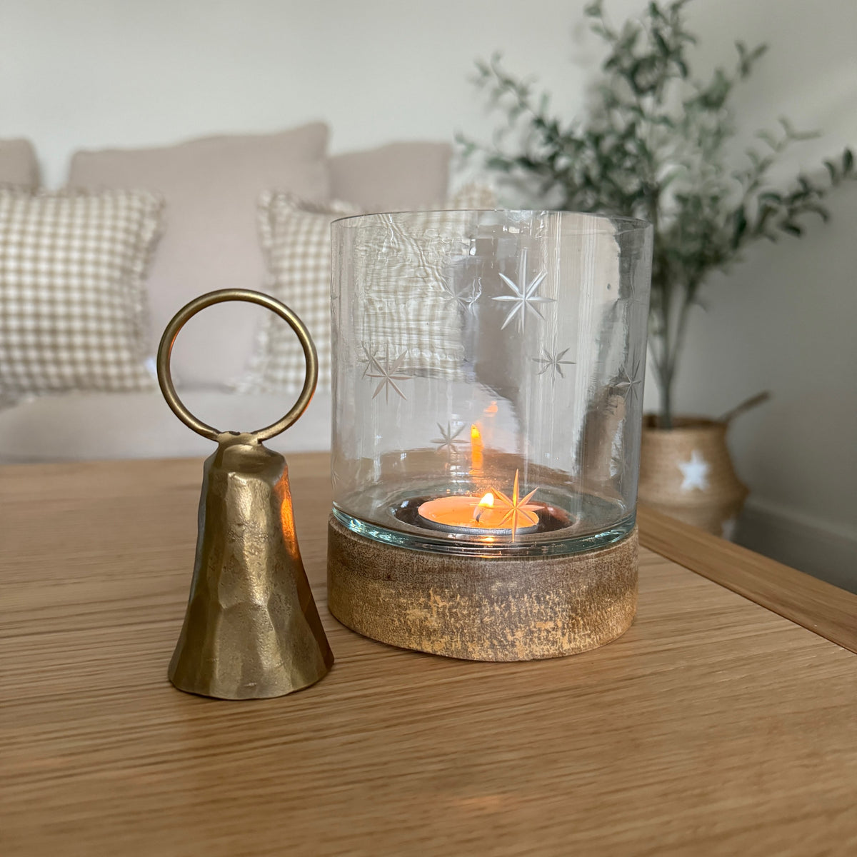 Glass star candle holder - small