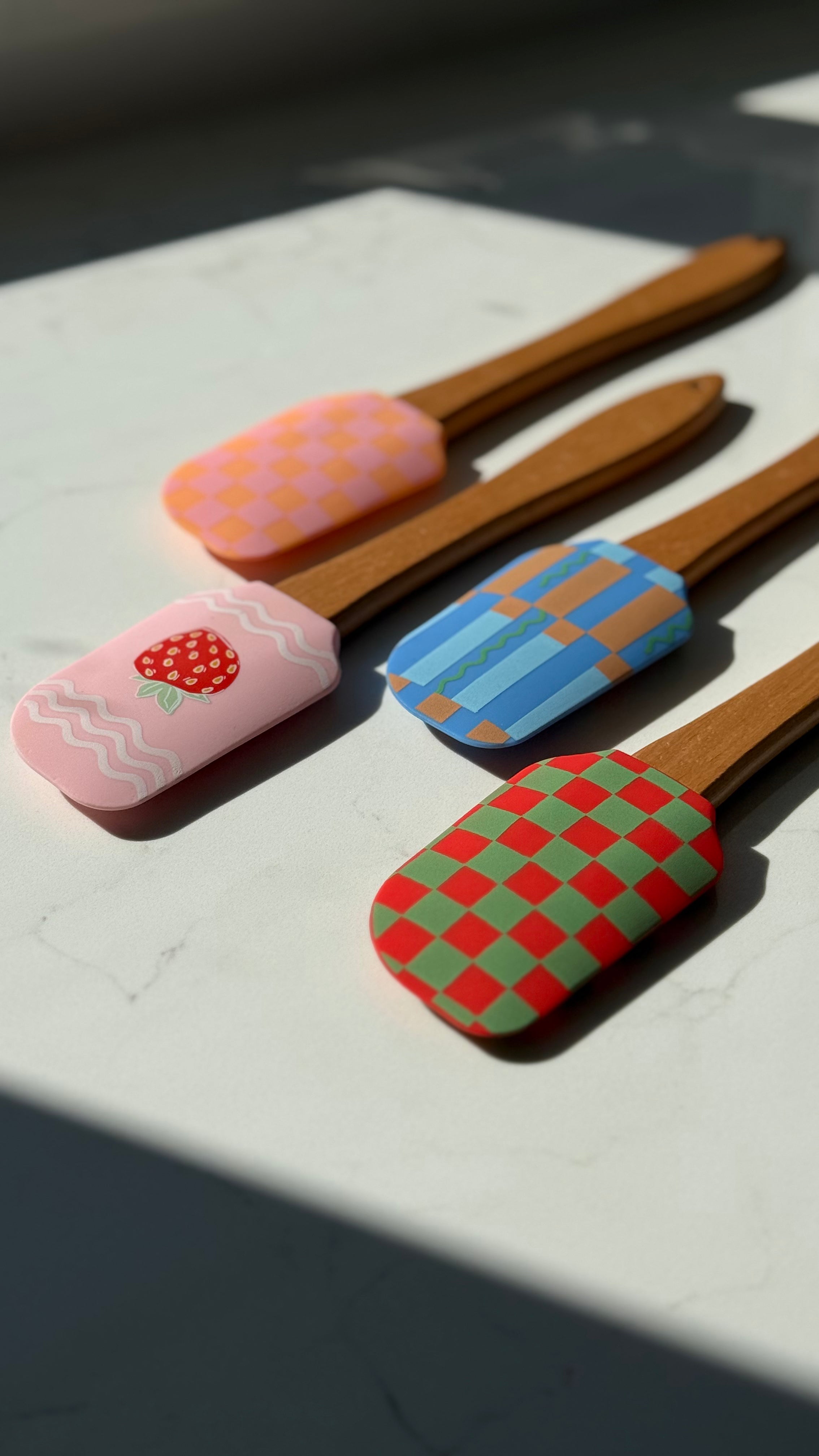 Colourful silicone kitchen utensils