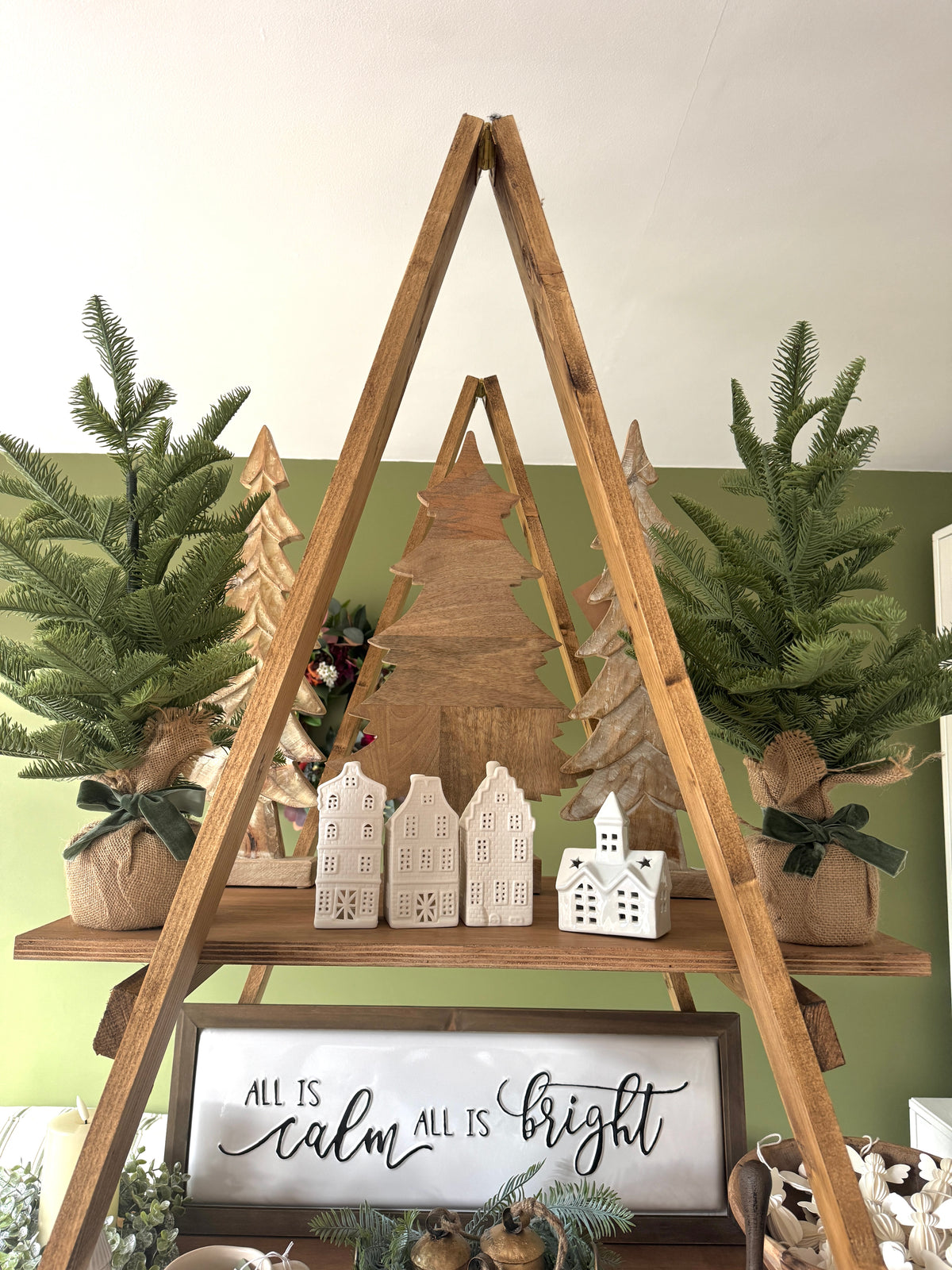Faux pine tree in burlap