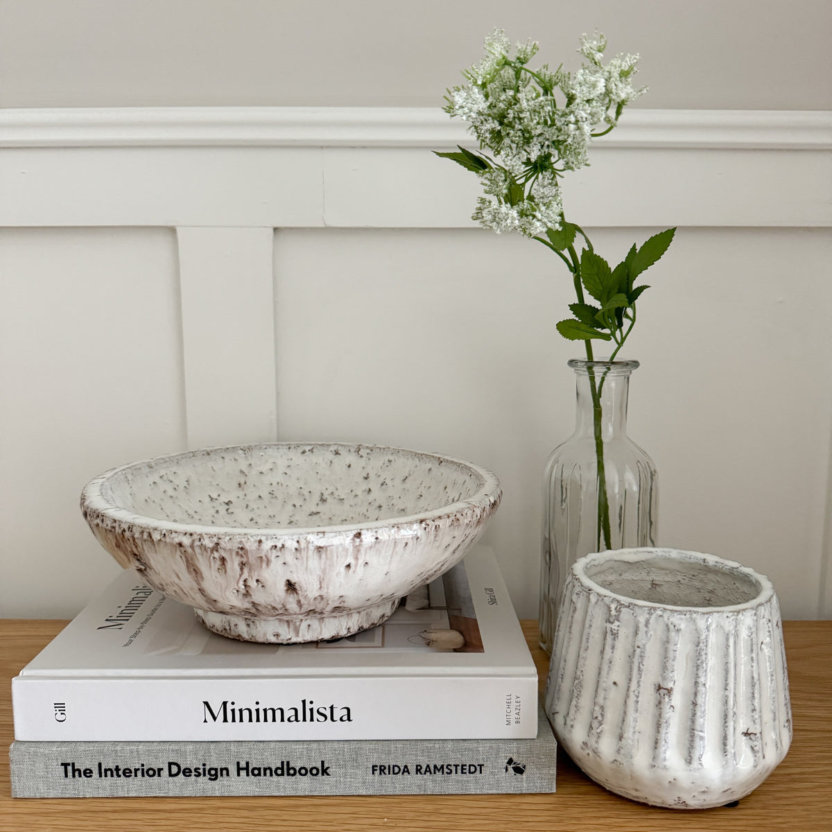 Aged cream terracotta bowl