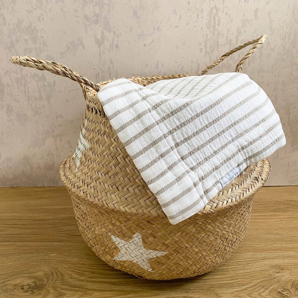 Hikari Taupe & White Striped Throw