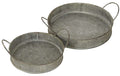 Set of 2 rustic zinc trays