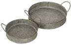 Set of 2 rustic zinc trays