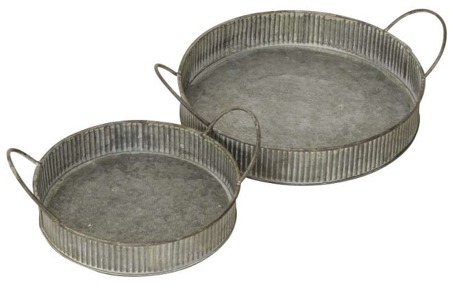 Set of 2 rustic zinc trays