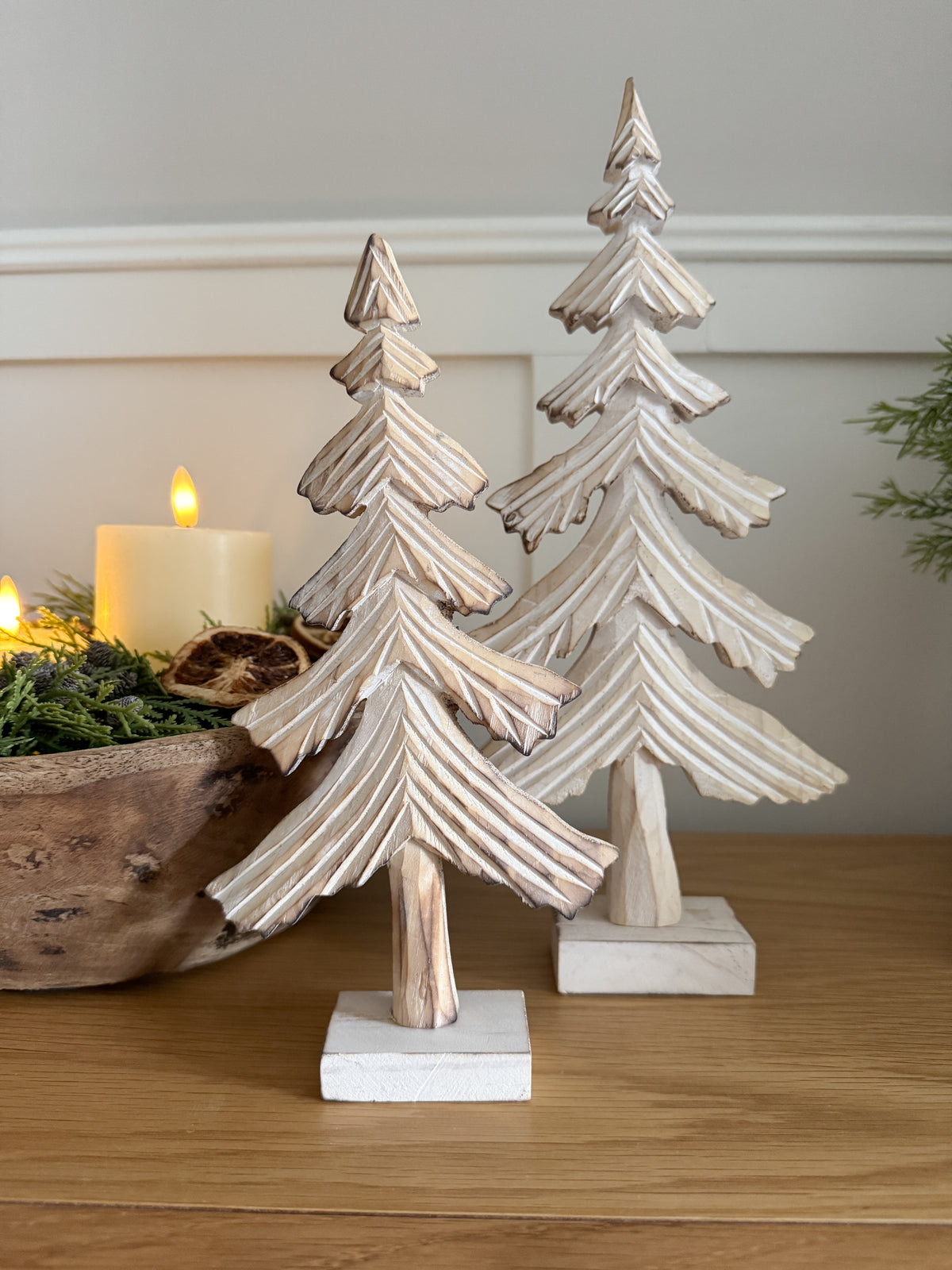 Carved tabletop wooden tree small