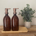 Amber refillable glass bottle
