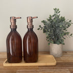 Amber refillable glass bottle