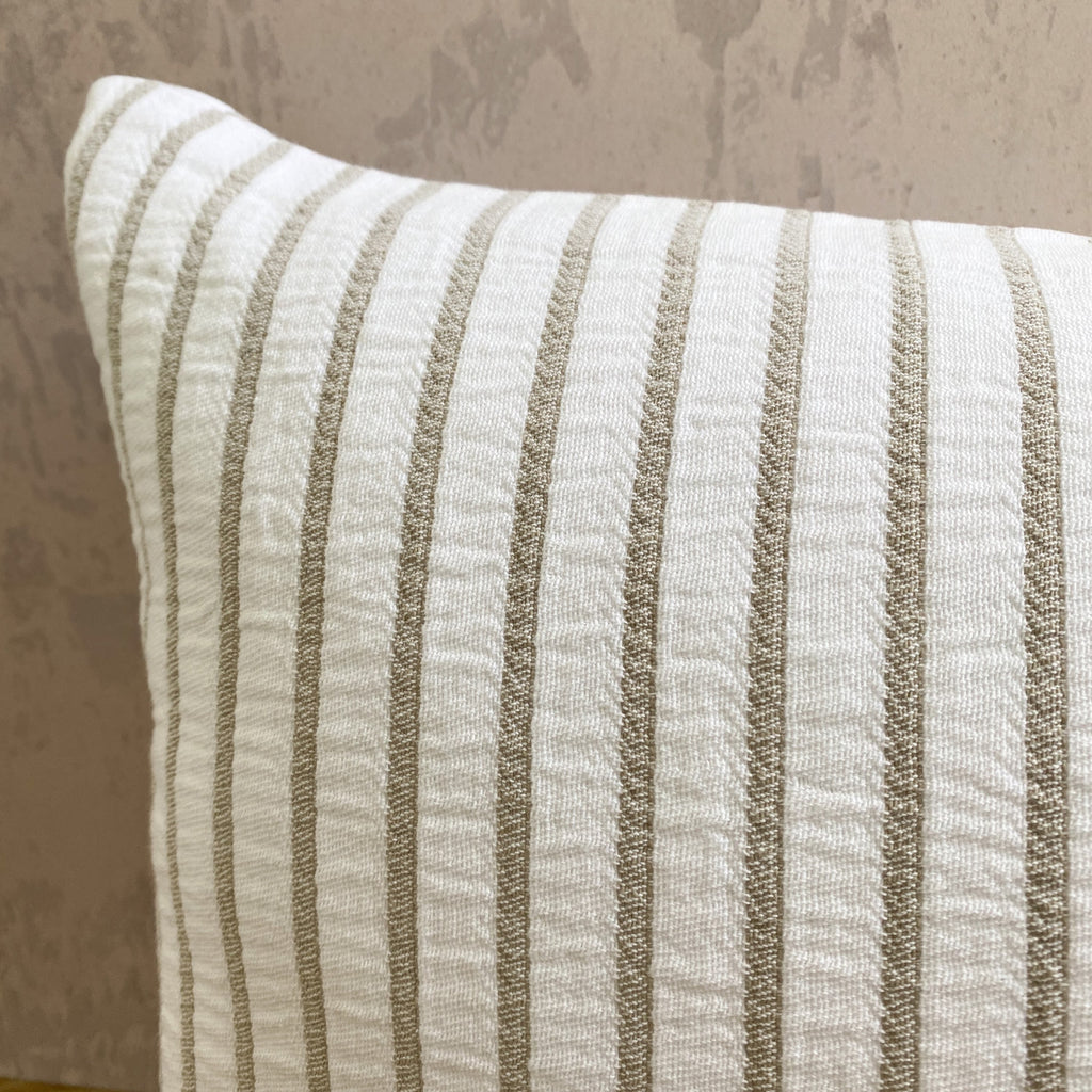 Hikari Taupe & White Striped Cushion