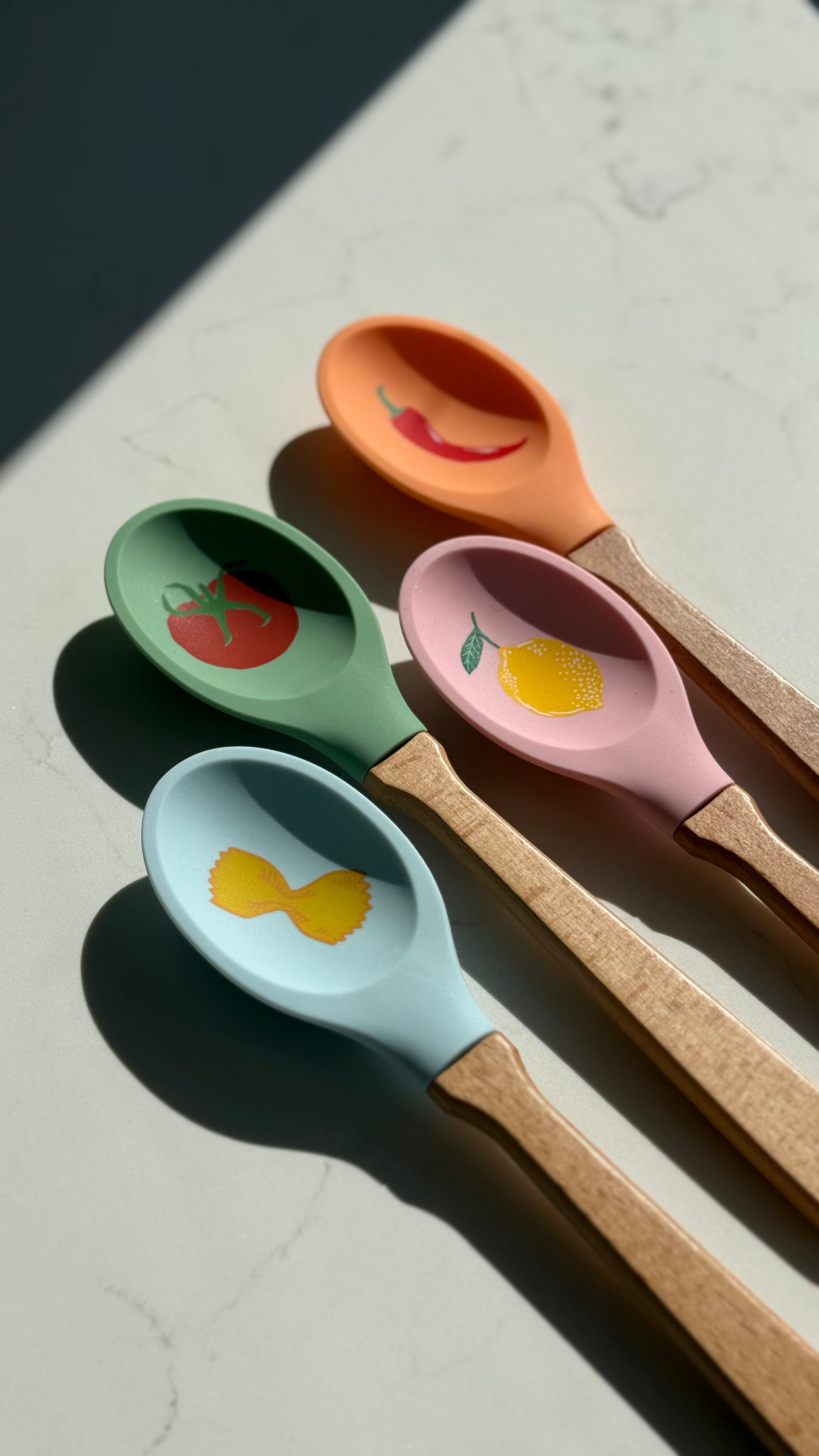 Colourful silicone kitchen utensils