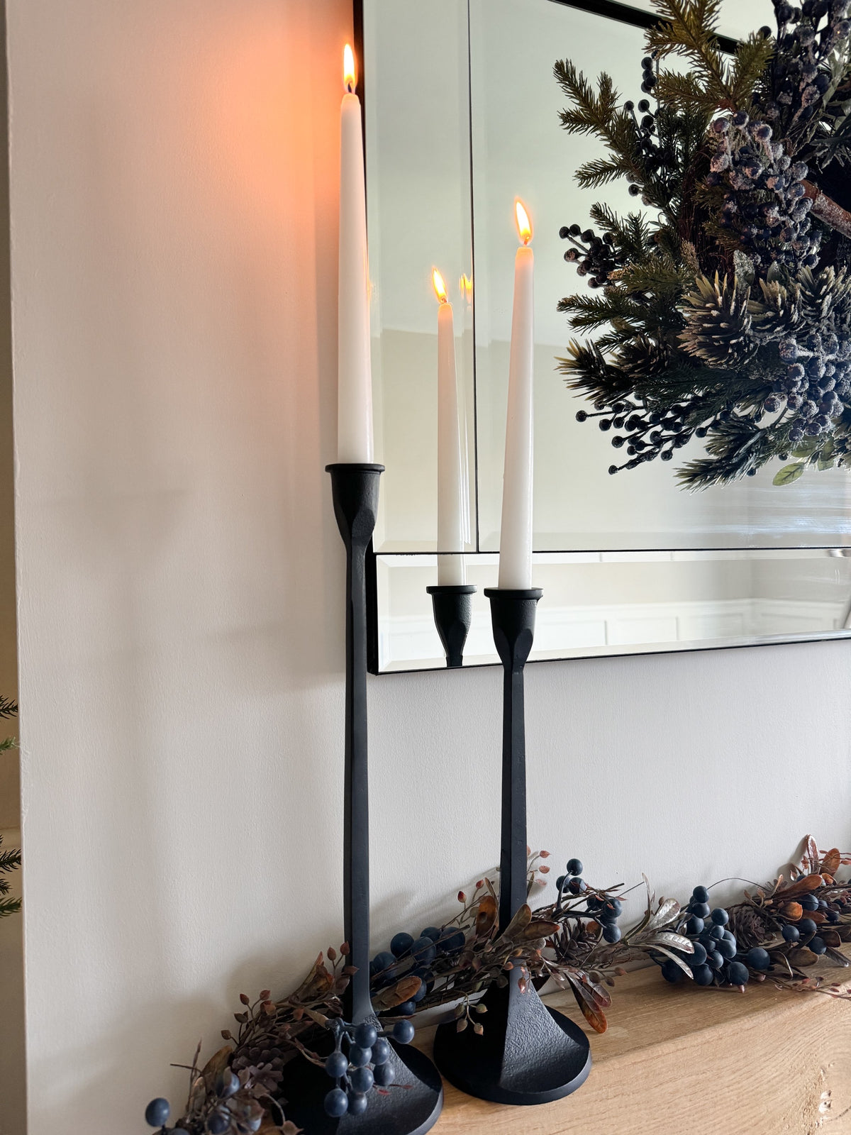 Black taper candle holder - 32cm