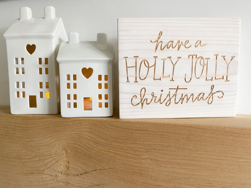 Holly Jolly Christmas wooden plaque
