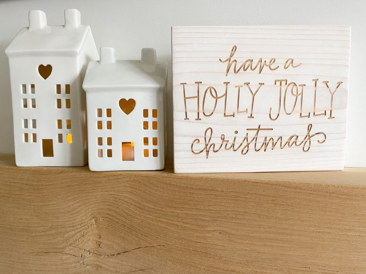 Holly Jolly Christmas wooden plaque