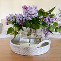 Whitewash rattan tray with handles