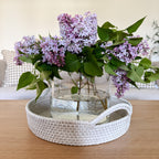 Whitewash rattan tray with handles
