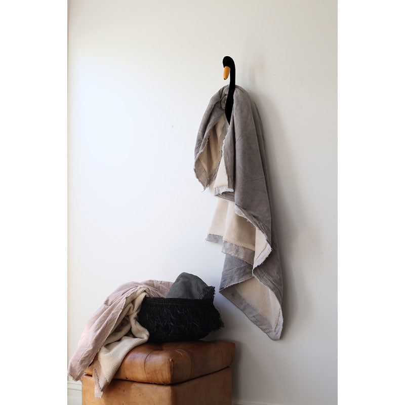 Grey throw with sheepskin
