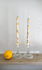 Lemon taper dinner candles - set of 2