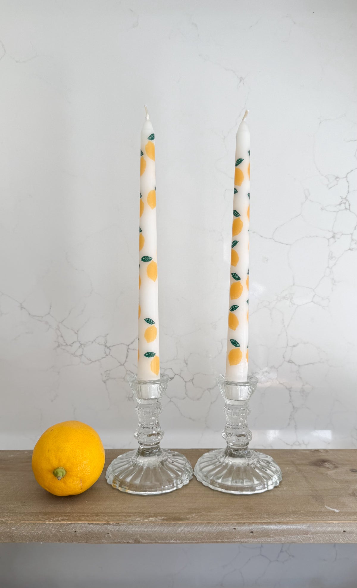 Lemon taper dinner candles - set of 2