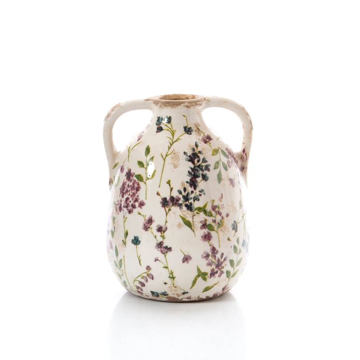 Distressed floral urn