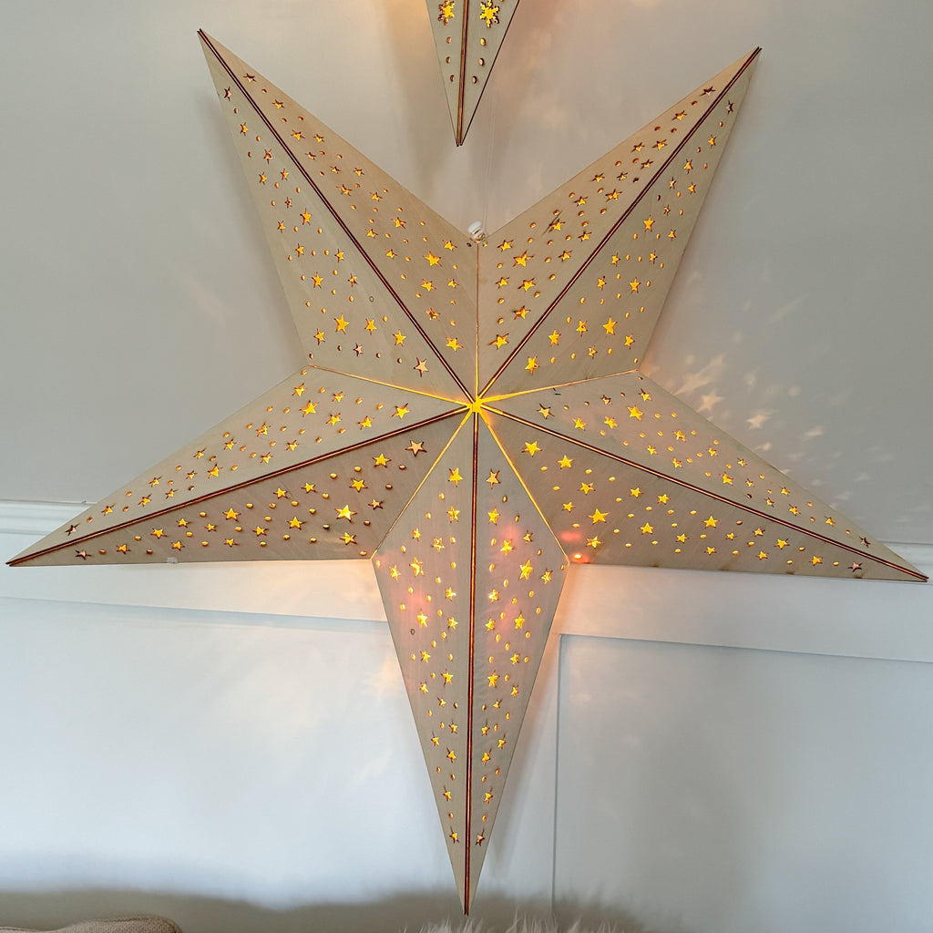 Wooden star with LED lights
