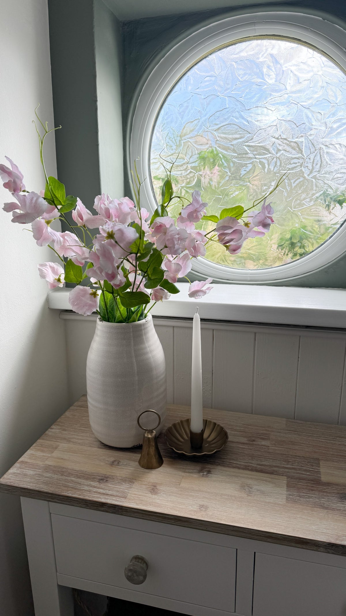 Pink sweetpea stem