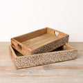 Wooden floral tray - set of 2