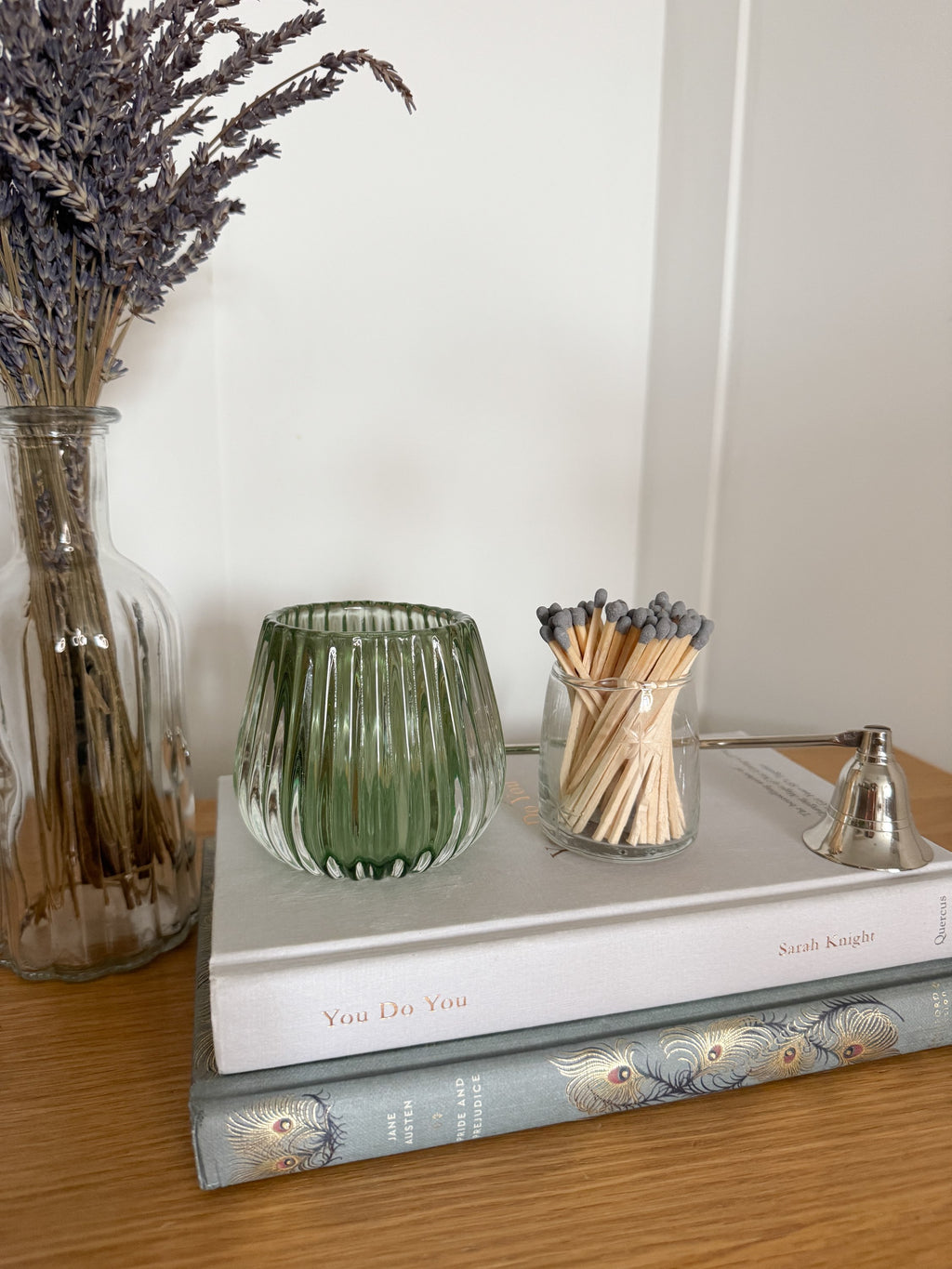 Green fluted tealight holder