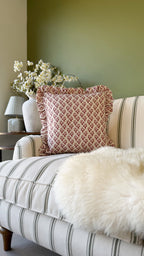 Lulah block print red vintage cushion